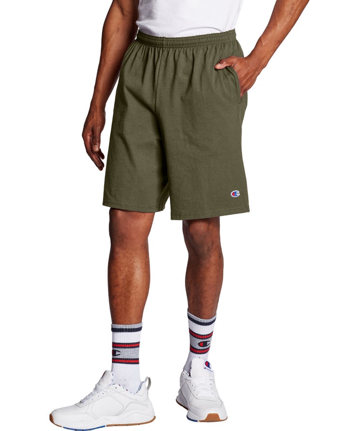 Champion Mens Shorts NZ - Classic Cotton Jersey Olive ( 4106-GPZXB )